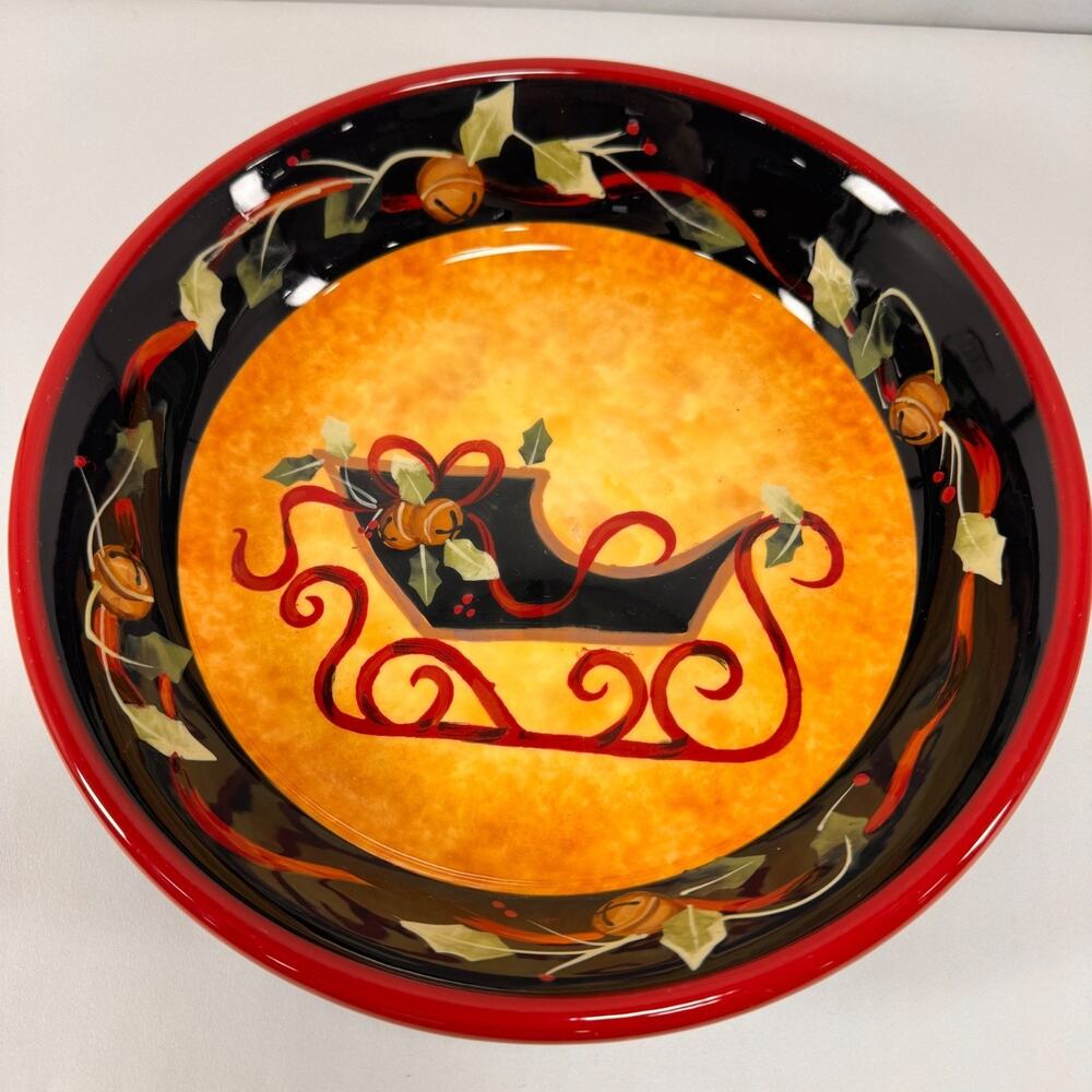 Christmas Sleigh Pasta Bowl Certified International Judy Westegaard